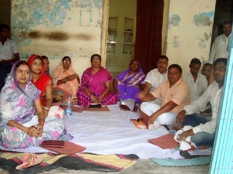 Councillors sitting on dharna