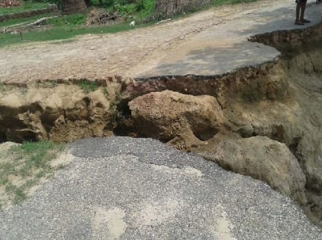 Hazara canal along the road cut