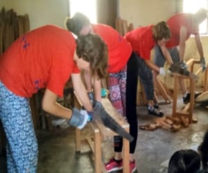 Netherland students work in indian primary school.