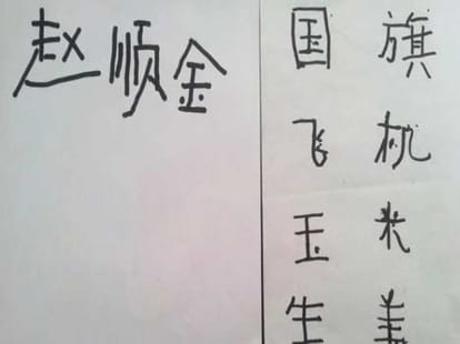 100 years chinese great grandmother is learning how to read and write