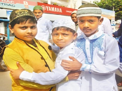 Embrace all together and said, Eid Mubarak
