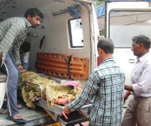 woman fall in river with his son.