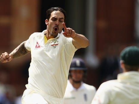 Mitchell Johnson is one run and one wicket behind for test record