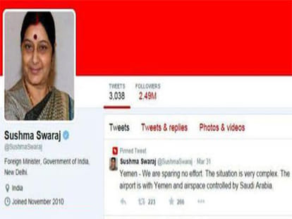 sushma swaraj removed foreign minister from her twitter bio