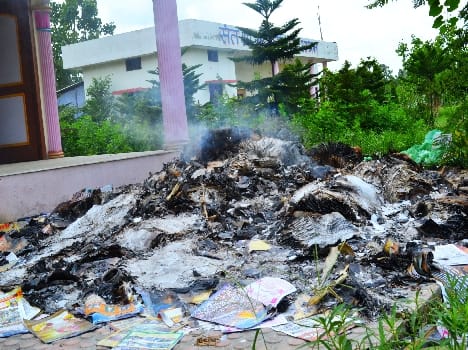 Smoke was rising from the ashram for the second day