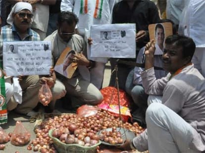 Special 'Rahul Gandhi onion' sell in Gorakhpur.