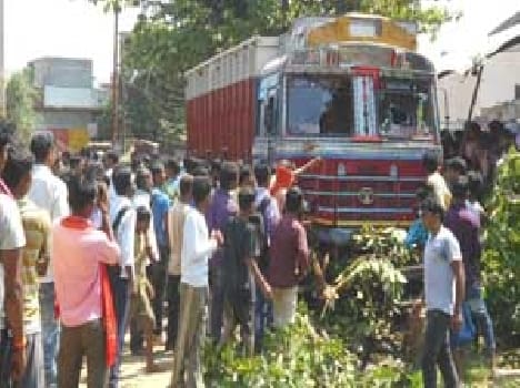 College student being thrashed by truck