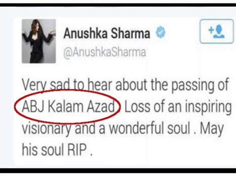 Anushka Sharma spells Dr Kalam’s name wrong on Twitter