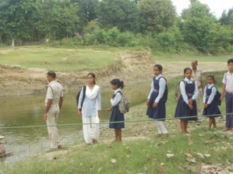 School Girl going to School in Bareilly.