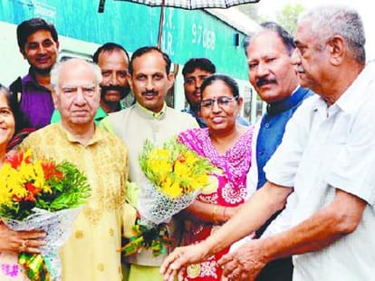 union health minister jp nadda on a visit to una himachal pradesh
