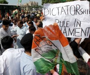 Congress protest in Uttar Pradesh.