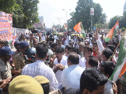 Congress protest in Uttar Pradesh.