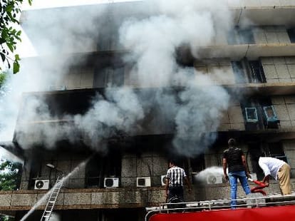 Second time fire in swasthya Mahanideshalaya.