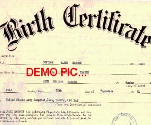 birth certificate will provide in hospital