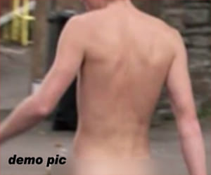 naked man fell upon on woman who was standing at the school gate