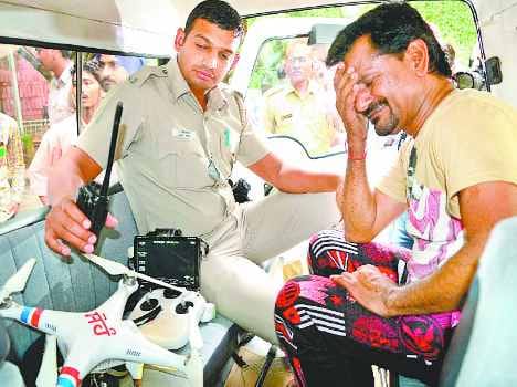 dent in punjab university chandigarh through drone