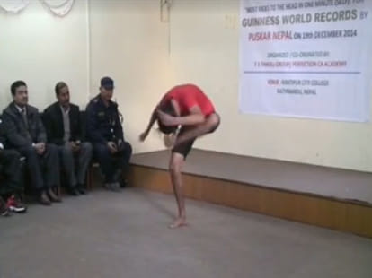 Pushkar of Nepal sets record of kicking himself in head
