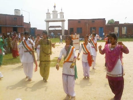 In rural areas, hoisting the national flag