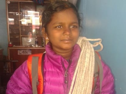 nine year old girl preparing for everest climbing.