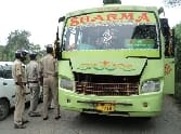 bus capsizes, one dead, 8 injured