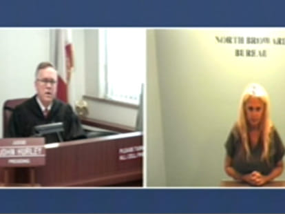 See moment porn star flashes boobs to judge during court appearance