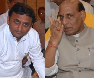 CM Akhilesh and Rajnath's fleet came face to face in Lucknow.