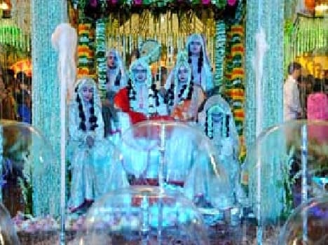 in tridev temple decorate jhanki