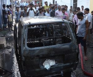Fire in a school van in Lucknow.