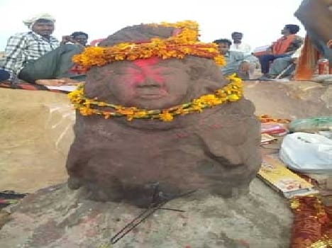 During the excavation of the stone sculpture found