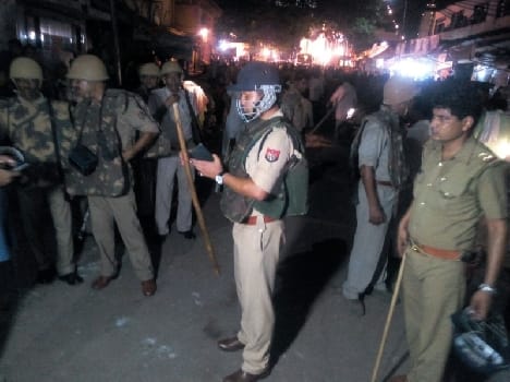 clash between police and people in goverdhan