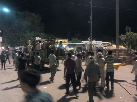 clash between police and people in goverdhan