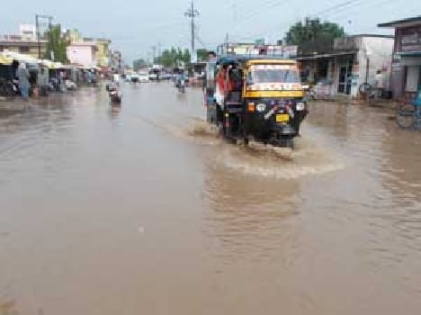 Water from heavy rains hit the streets