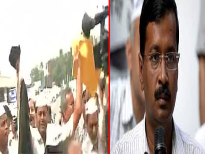 Aap worker shown black flag to Arvind kejriwal
