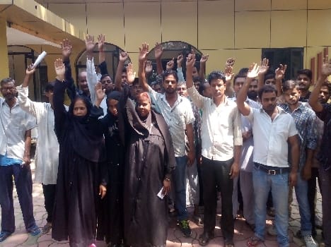 Camp residents demonstrated in the council office