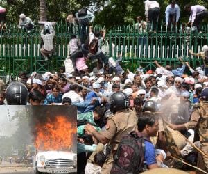police and student face to face in lucknow