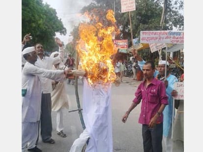 protest against legislator for controversial statement