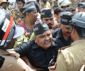 Four thousand teachers protest in Lucknow.