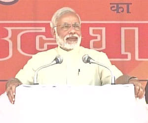 PM Modi address public meeting after flagging off Badarpur-Faridabad Metro Line. 