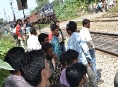 Off at the railway gate By train middle chopped