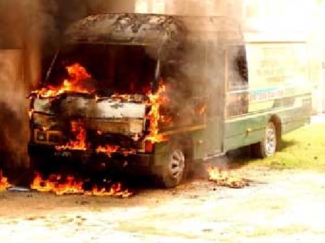 Students burnt jeeps and ambulances burnt curfew