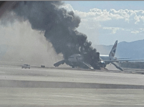 British Airways flight catches fire in Los Vegas