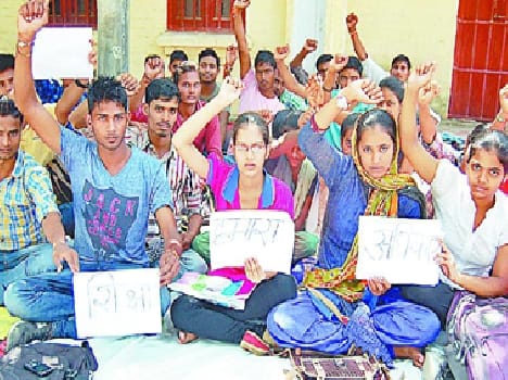 Students sitting on protest