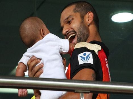 shikhar dhawan having fun with his son