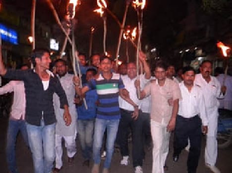 NSUI pulled torch procession