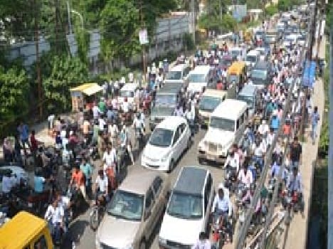 The city is chock jammed everywhere