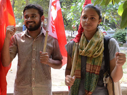 JNU dispute:  non-BJP parties with laal salam