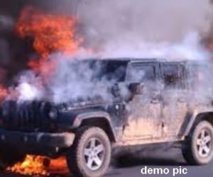 Fire in engine of bus