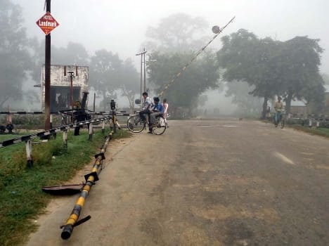 Just a railway crossing barrier broken by Atria