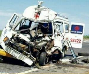 three died in truck and ambulance accident