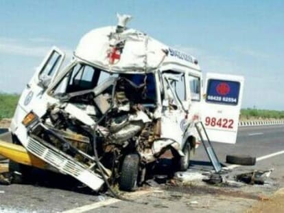 three died in truck and ambulance accident